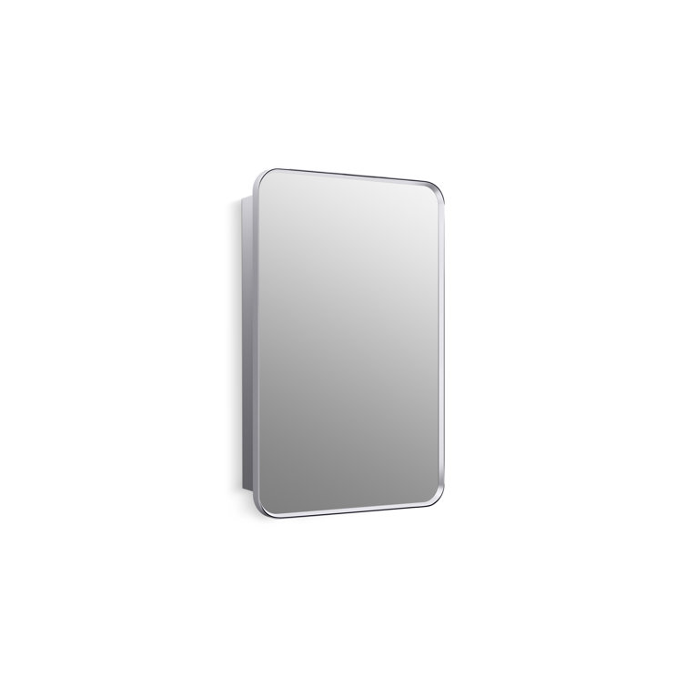 Moderne Brushed Gold Rectangular Framed Medicine Cabinet with Mirror