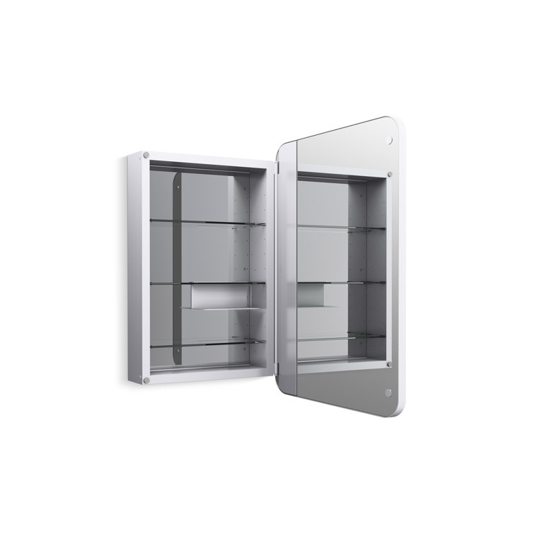 Moderne Brushed Gold Rectangular Framed Medicine Cabinet with Mirror