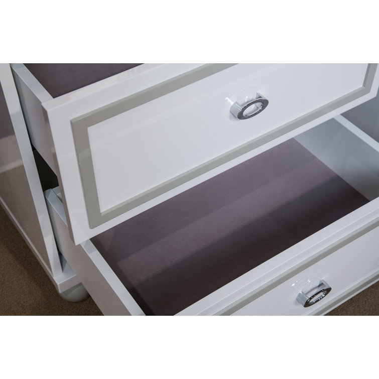 Cloud White Transitional 2-Drawer Nightstand