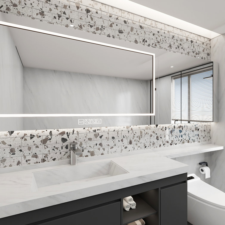 Silver Glass Terrazzo Subway Wall Tile 3'' x 6''
