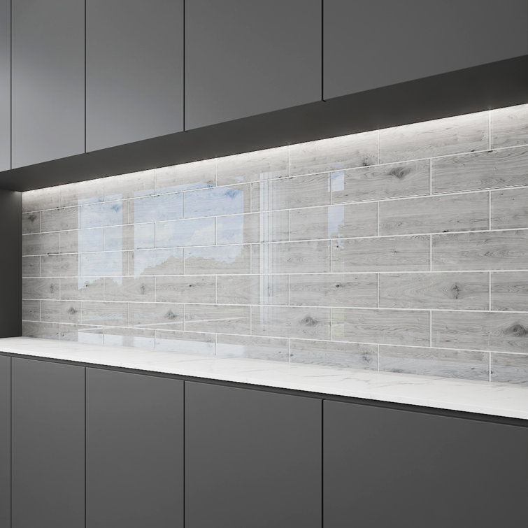 Silver Cedar 4x12 Glossy Glass Subway Tile
