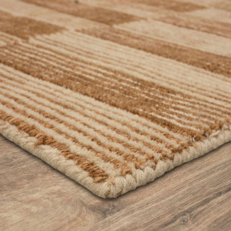Handmade Flint Wool Rectangular Stripe Area Rug 5' x 8'