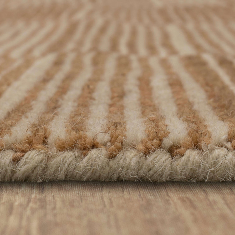 Handmade Flint Wool Rectangular Stripe Area Rug 5' x 8'
