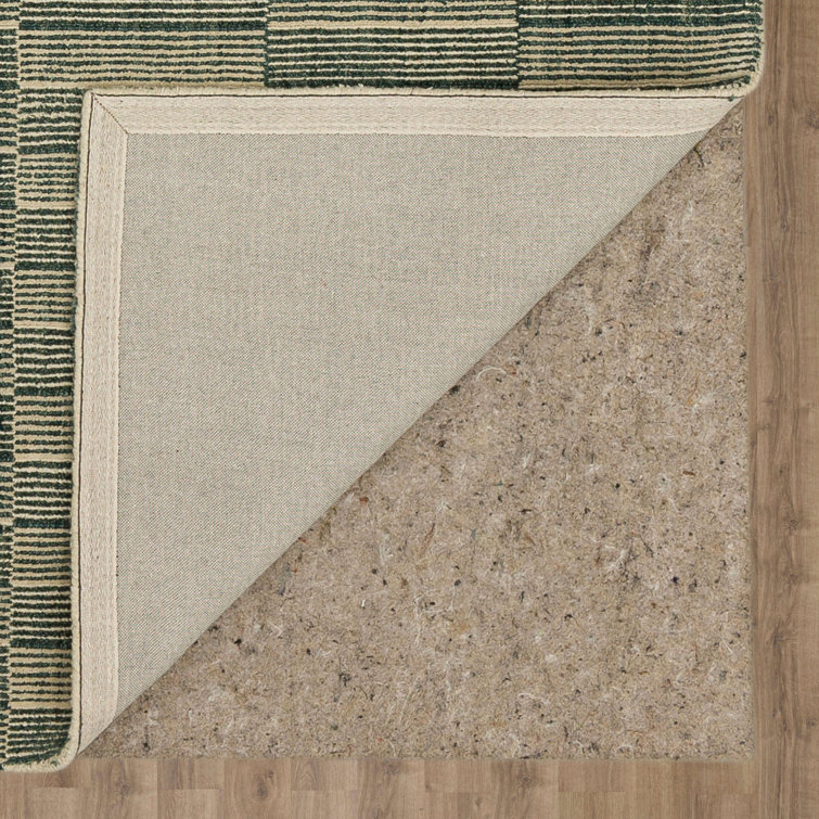 Twilight Green and Beige Wool Stripe Rectangular Area Rug