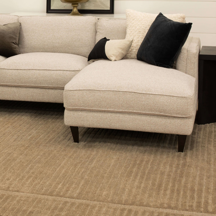 Barley Stripe Rectangular Wool and Viscose Area Rug 9' x 12'