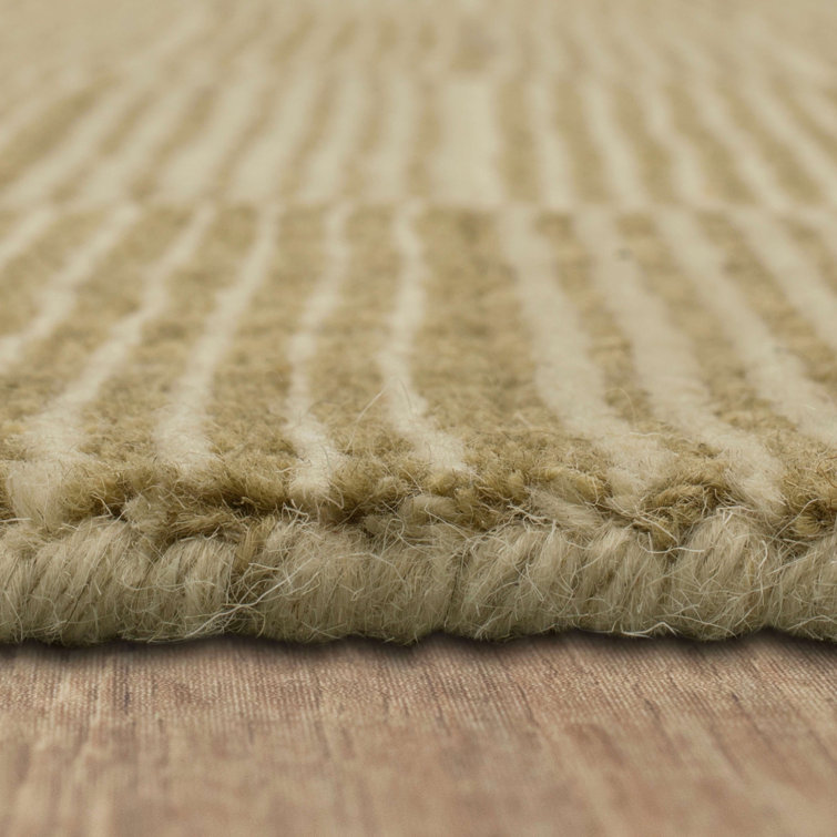 Handmade Flint Wool Rectangular Stripe Area Rug 5' x 8'