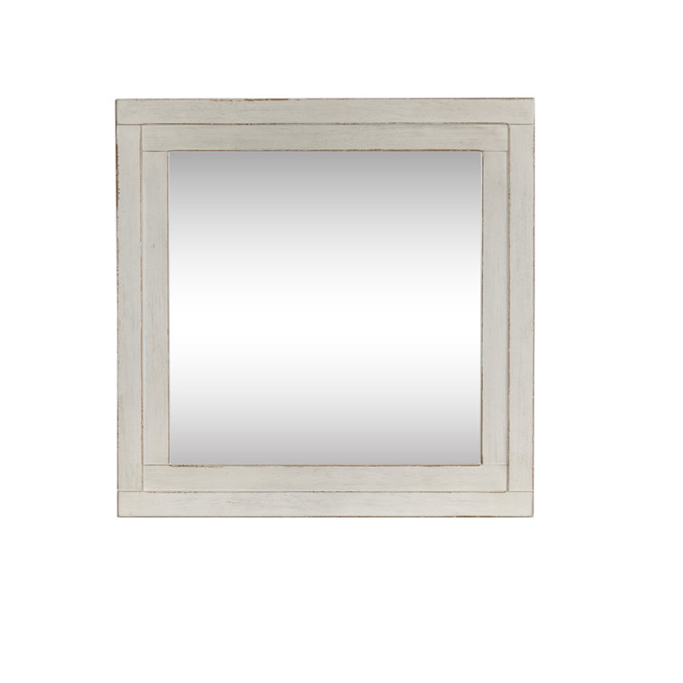 Transitional White Full Length Square Wood Mirror