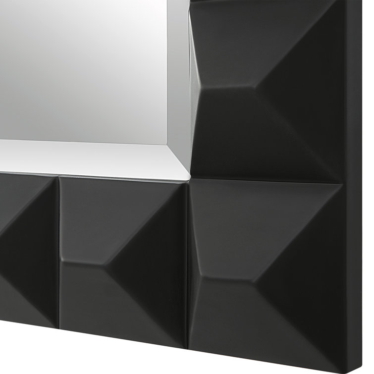 Matte Black Geometric Metal Framed Wall Mirror