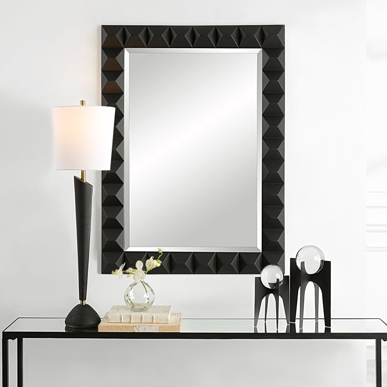 Matte Black Geometric Metal Framed Wall Mirror