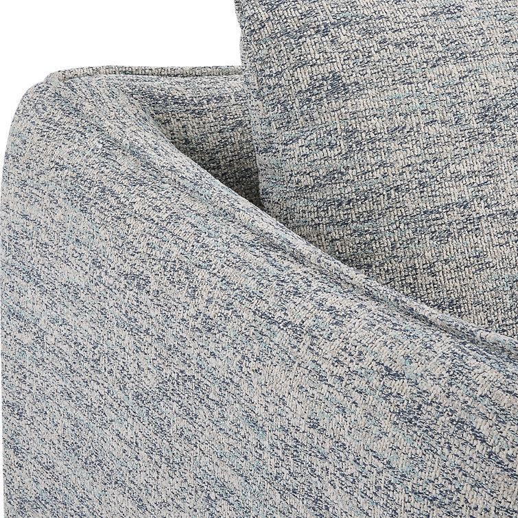 Gray Tweed Upholstered Swivel Accent Chair with Solid Wood Base