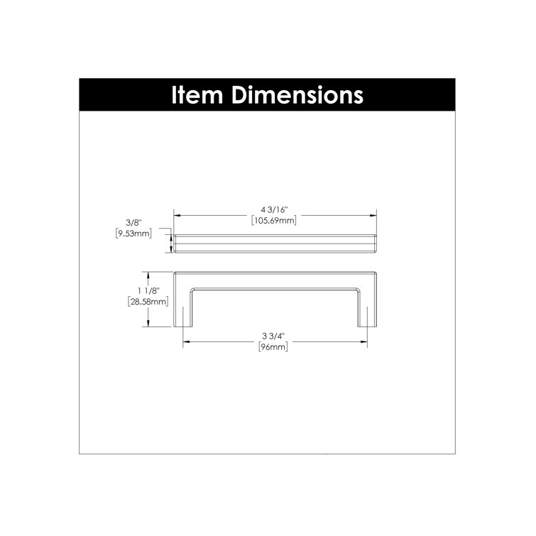 Champagne Bronze Modern Kitchen Cabinet Pulls, 3-3/4"