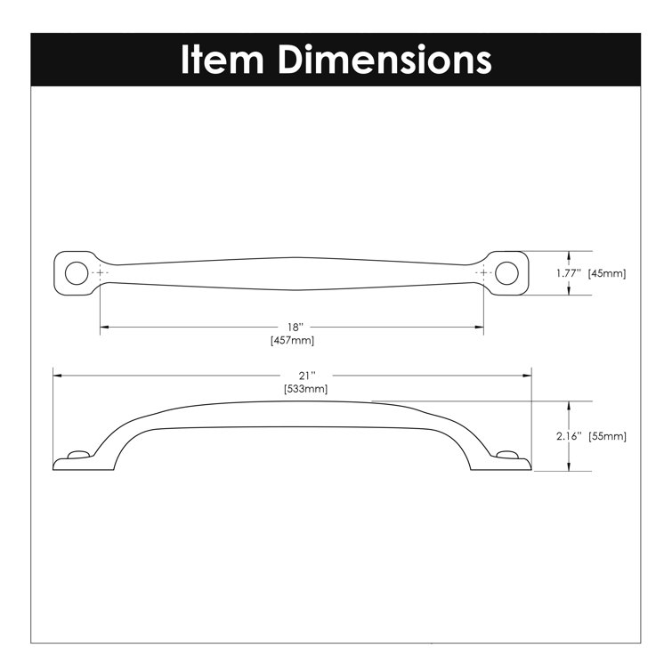 Refined Black Iron 18" Appliance Pull with Matte Finish