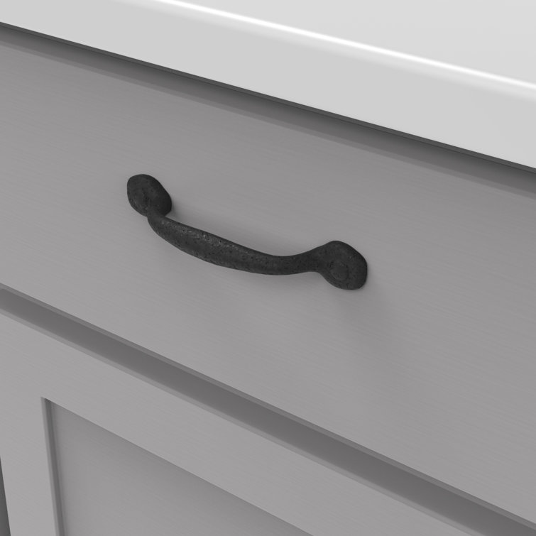 Matte Black Iron Rustic Cabinet Handle with Mounting Hardware