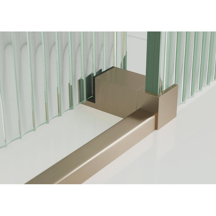 Galaxy 60" Frameless Fluted Glass Sliding Bathtub Door in Brushed Bronze