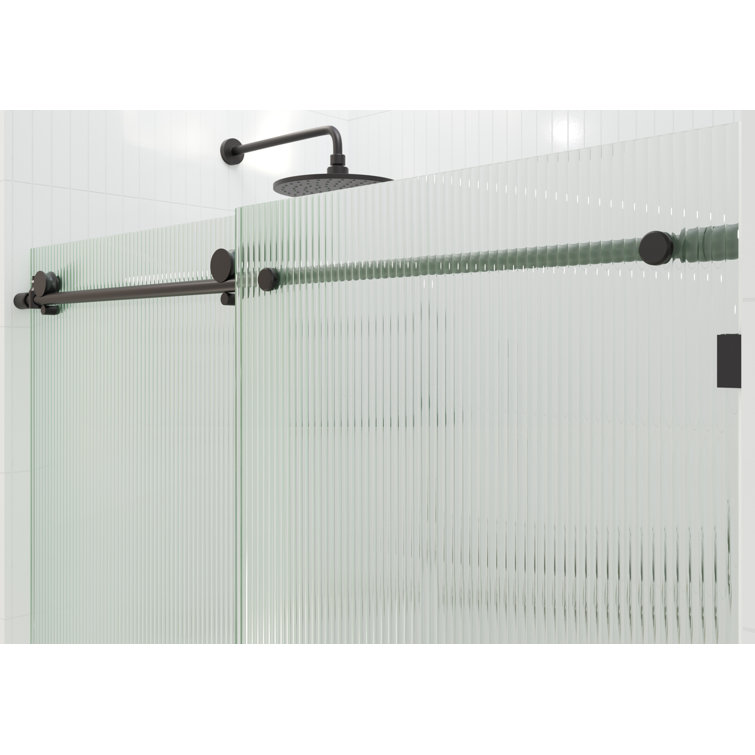 Galaxy 60" Frameless Fluted Glass Sliding Bathtub Door