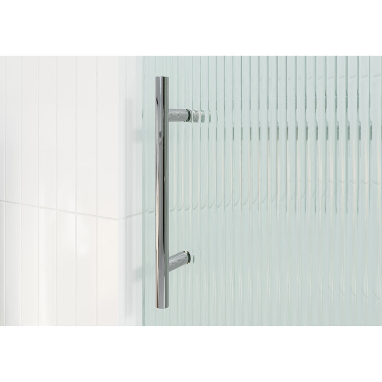 Galaxy 60" Frameless Fluted Glass Sliding Bathtub Door in Chrome
