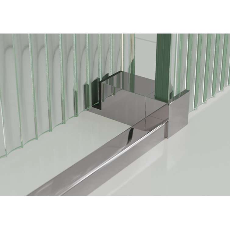 Galaxy 60" Frameless Fluted Glass Sliding Bathtub Door in Chrome