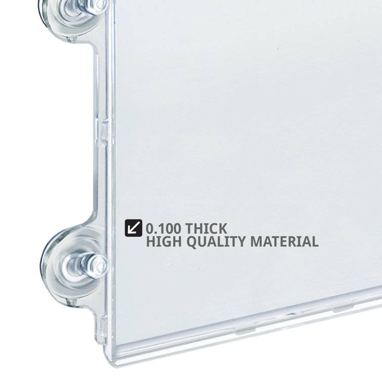Clear Acrylic Window/Door Sign Holder Frame with Suction Cups, 8.5''W x 11''H