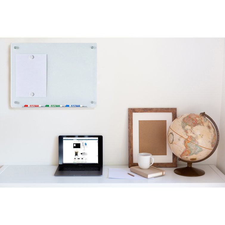 Freestanding White Tempered Glass Magnetic Board 36" x 24"