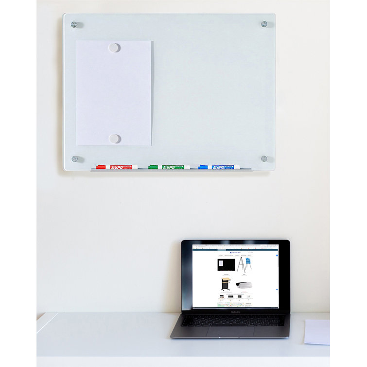 Freestanding White Tempered Glass Magnetic Board 36" x 24"