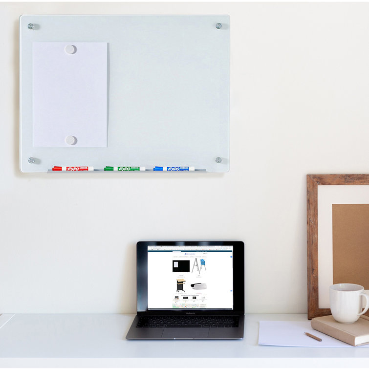 Freestanding White Tempered Glass Magnetic Board 36" x 24"