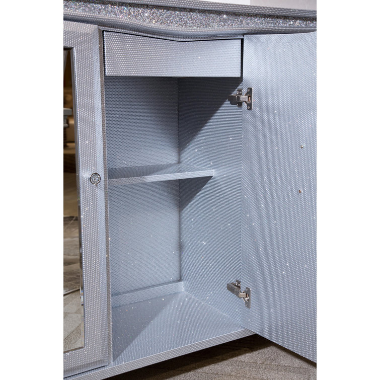 Melrose Plaza 56'' White Mirrored Transitional Sideboard