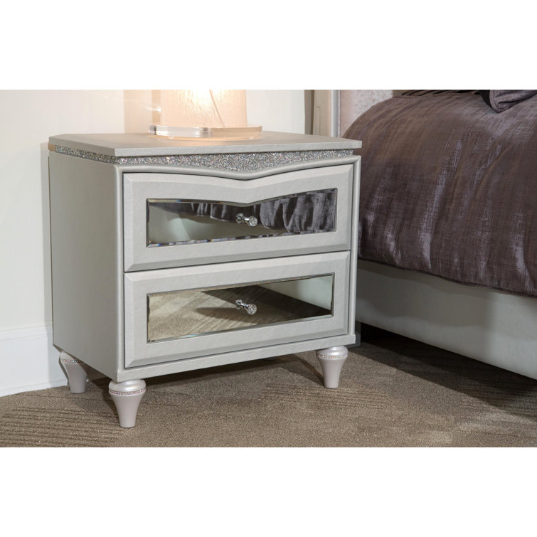 Melrose Plaza 2-Drawer Dove White Transitional Nightstand