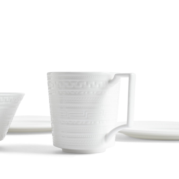 Intaglio Modern White Porcelain 16-Piece Dinnerware Set, Service for 4