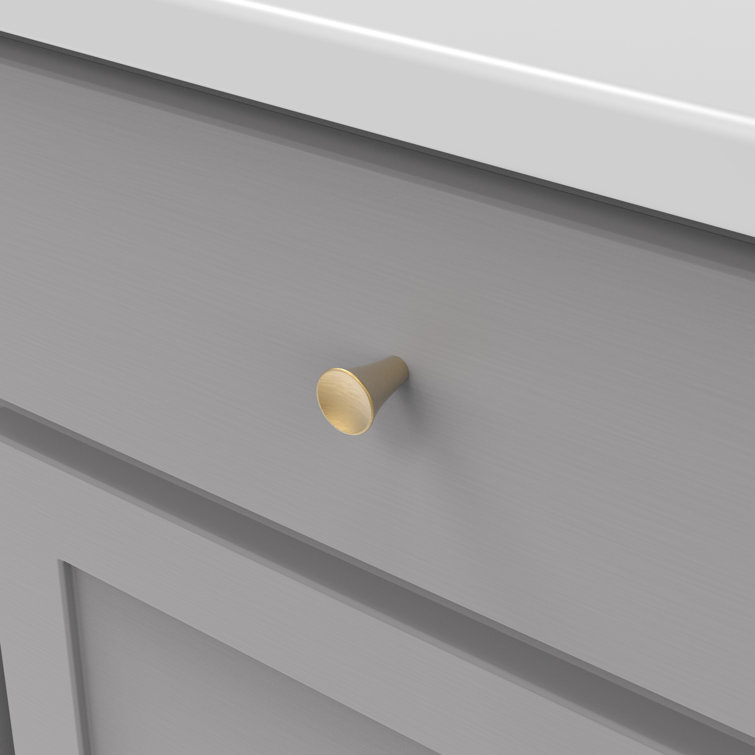 Brushed Golden Brass Conical Cabinet Knob 10-Pack