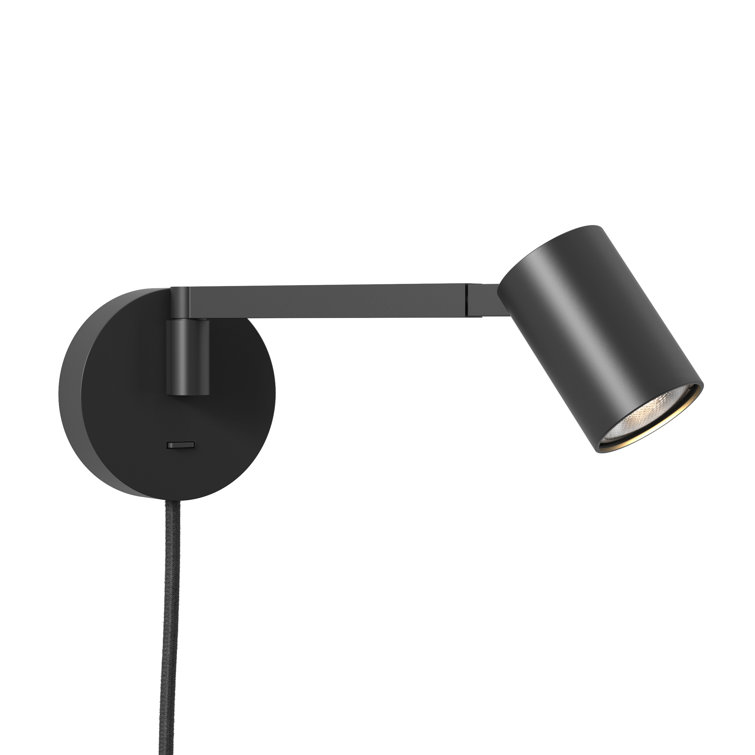 Matt Black Adjustable Swing Arm Plug-In Wall Light
