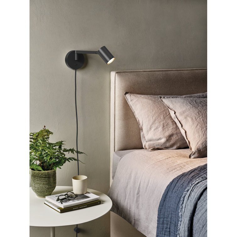 Matt Black Adjustable Swing Arm Plug-In Wall Light
