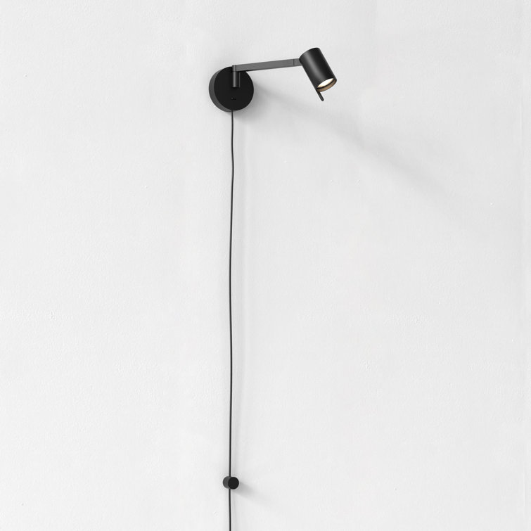 Matt Black Adjustable Swing Arm Plug-In Wall Light