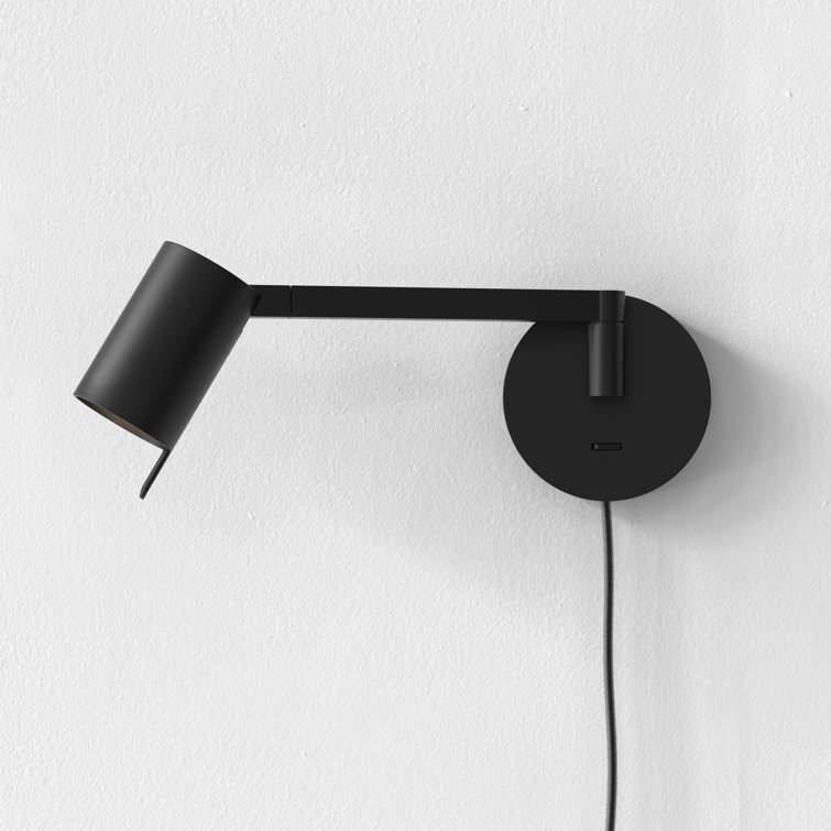 Matt Black Adjustable Swing Arm Plug-In Wall Light