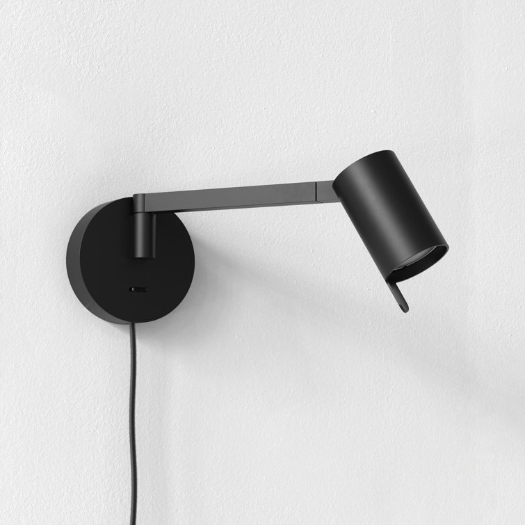 Matt Black Adjustable Swing Arm Plug-In Wall Light