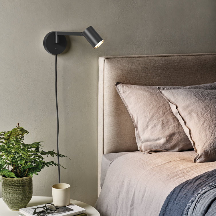 Matt Black Adjustable Swing Arm Plug-In Wall Light
