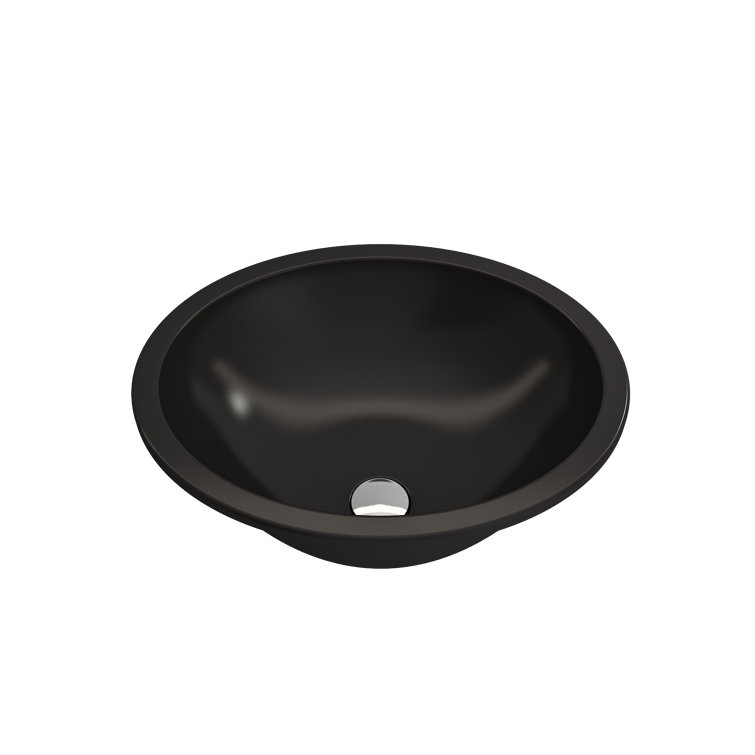 Matte Black Ceramic Round Undermount Bathroom Sink with Overflow