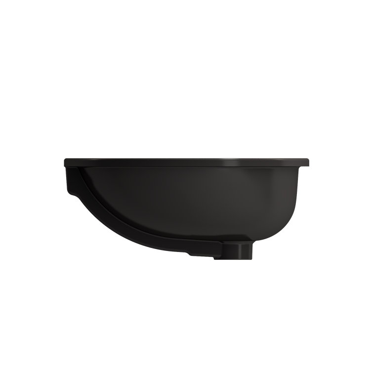 Matte Black Ceramic Round Undermount Bathroom Sink with Overflow