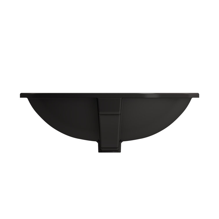 Matte Black Ceramic Round Undermount Bathroom Sink with Overflow