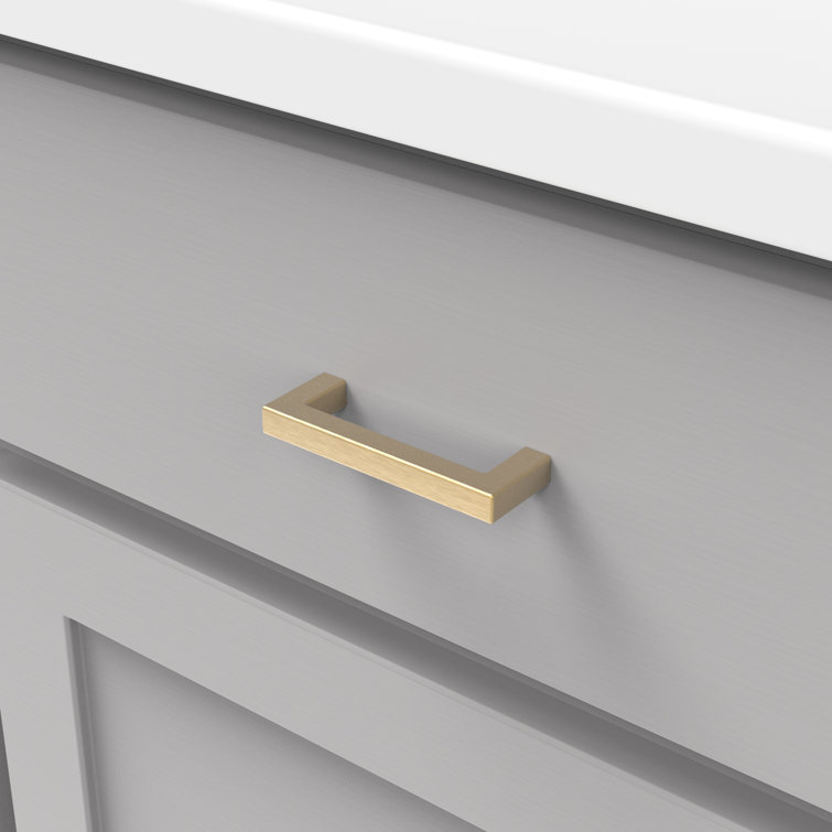 Brushed Golden Brass Modern Kitchen Cabinet Handles, 3"