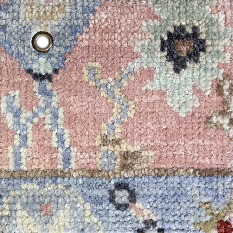Hand-Knotted Blue Wool and Synthetic Rectangular Area Rug with Tassels