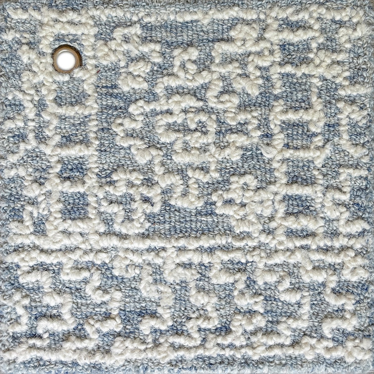 Denim and White Hand Tufted Wool 2' x 3' Area Rug