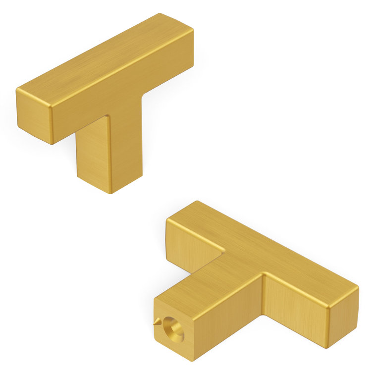 Skylight Collection Brushed Golden Brass T-Handle Cabinet Knob