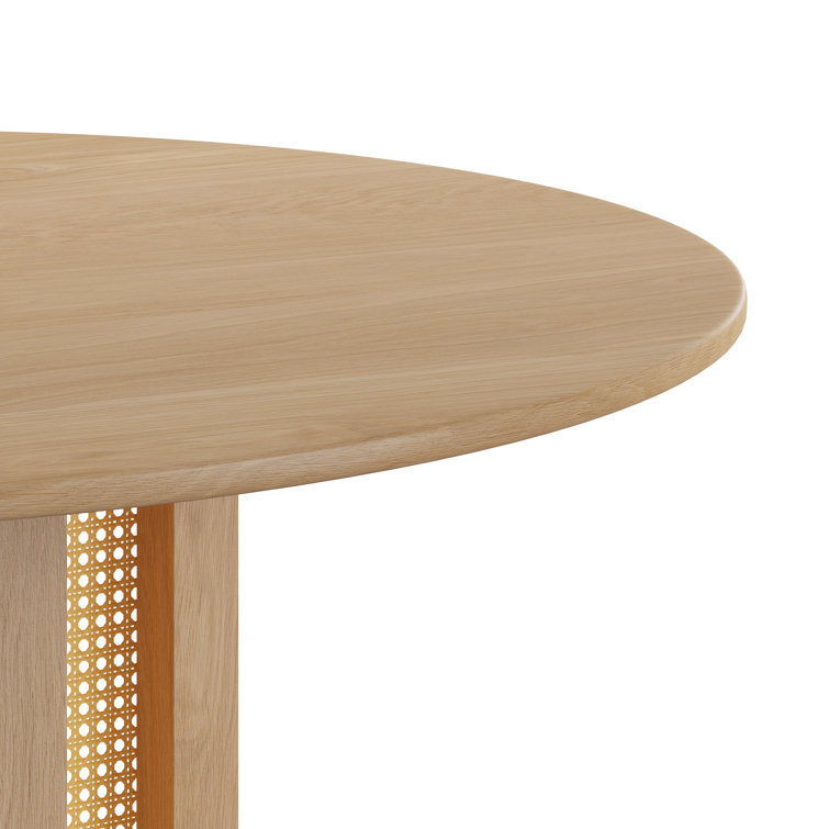 Natural Round Pedestal Dining Table with Cane Panels