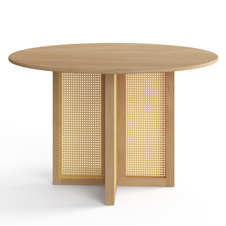 Natural Round Pedestal Dining Table with Cane Panels