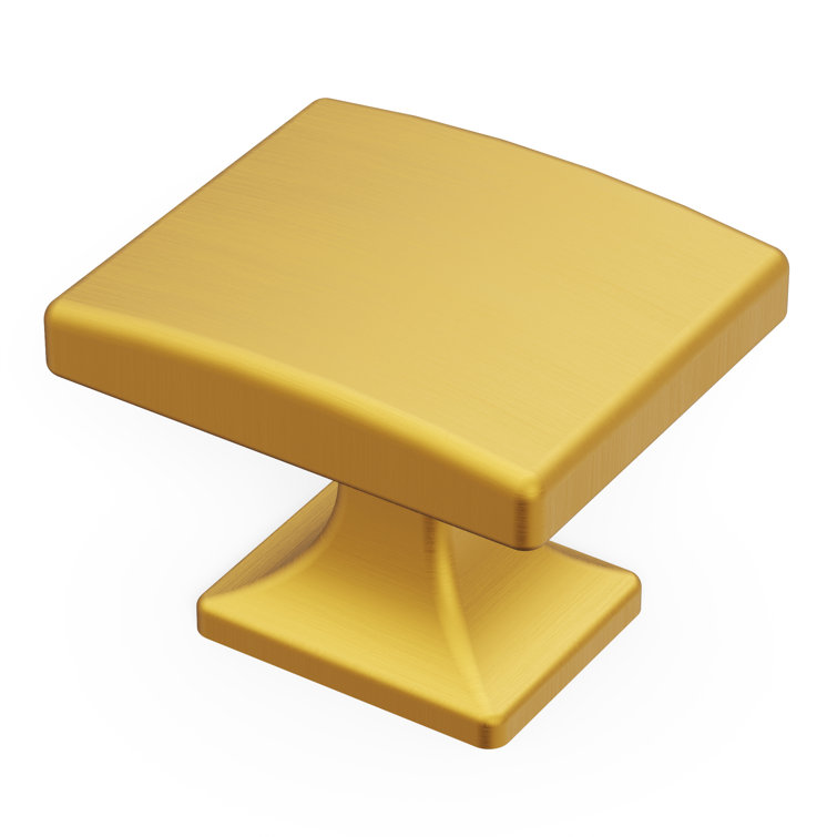 Brushed Golden Brass Square Cabinet Knobs 10-Pack
