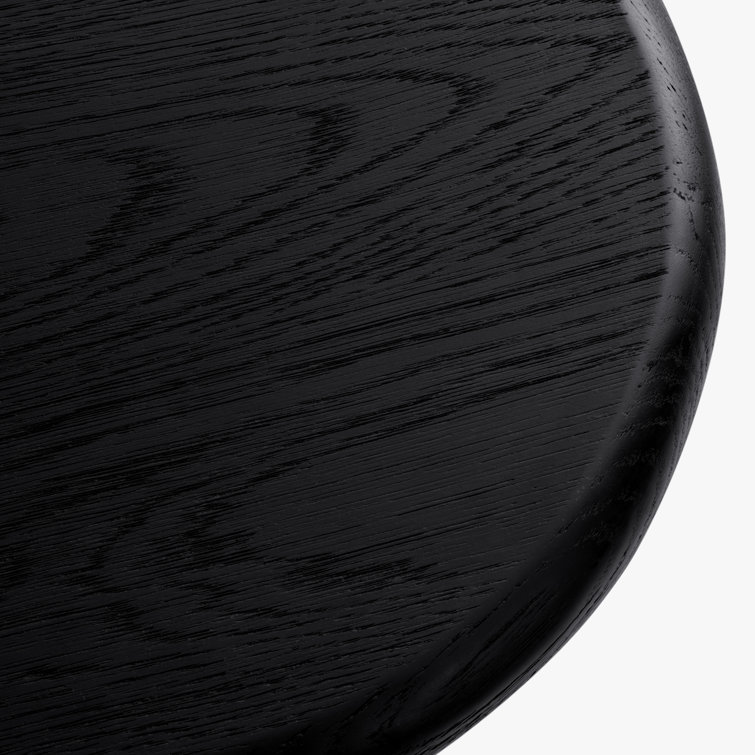 Black Round Solid Oak End Table with Cross Legs