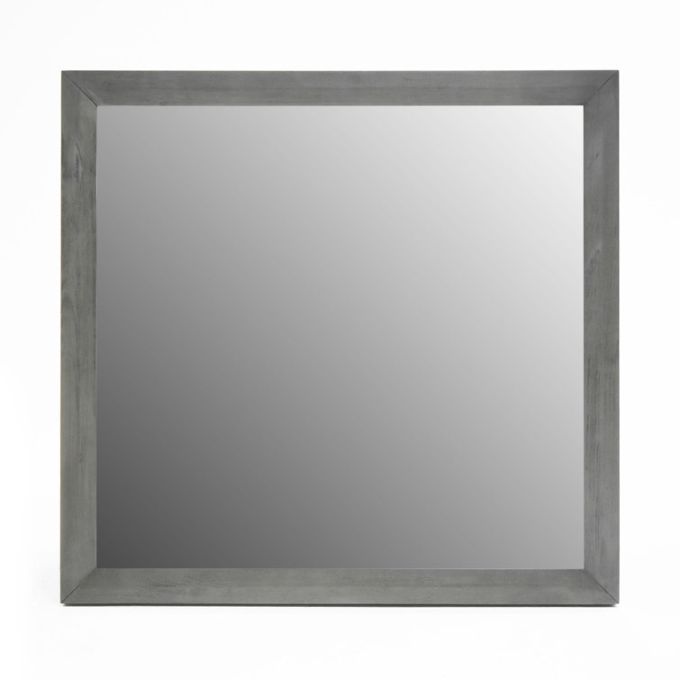 Gray Solid and Engineered Wood Rectangular Wall Mirror
