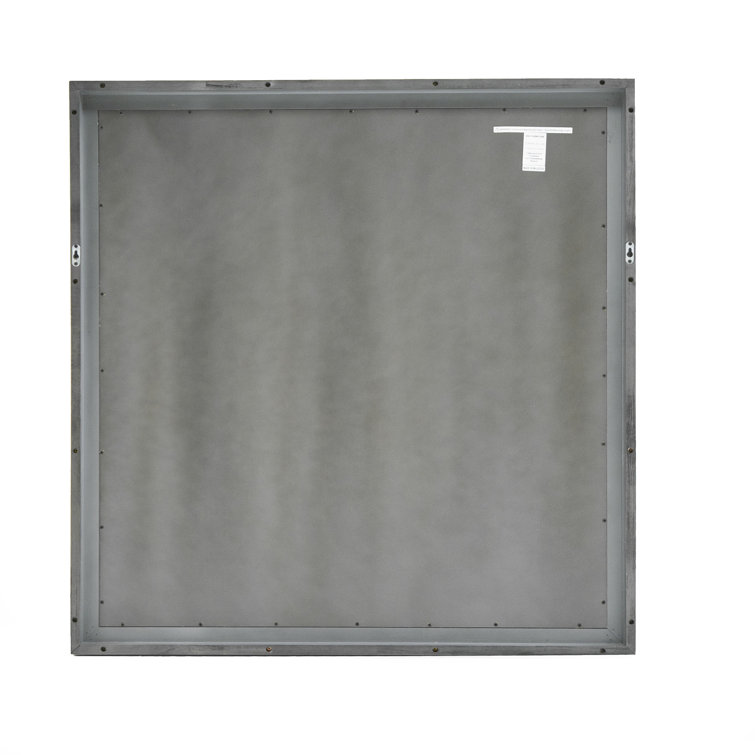 Gray Solid and Engineered Wood Rectangular Wall Mirror