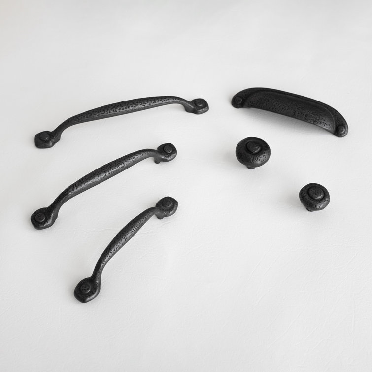 Matte Black Iron Rustic Farmhouse Cabinet Handles, 10-Pack