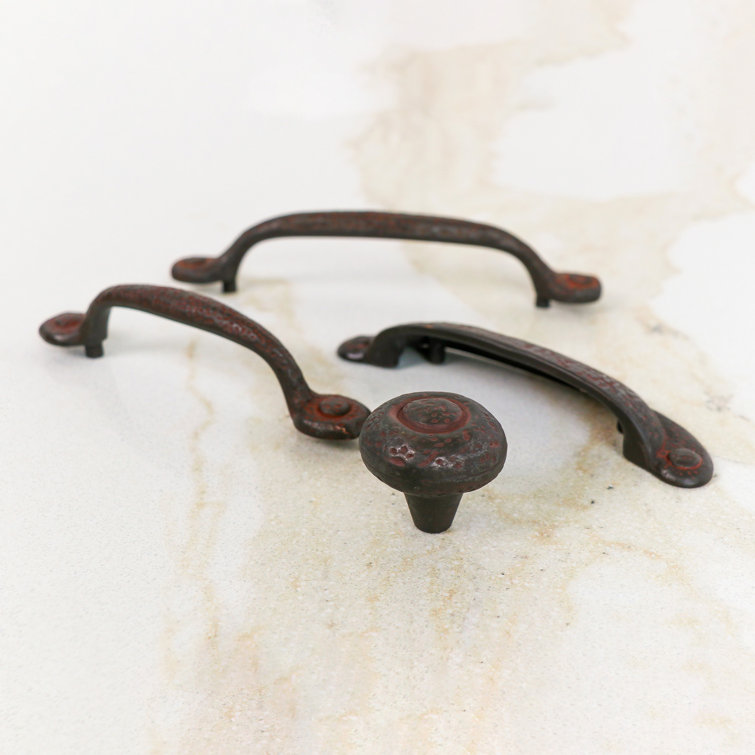 Rustic Iron Matte Cup Pulls with Mounting Hardware, 10-Pack